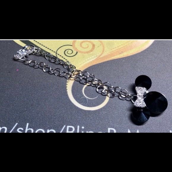 💕🐭black mouse ear charm bracelet handmade link chain style stainless steel - Picture 4 of 12
